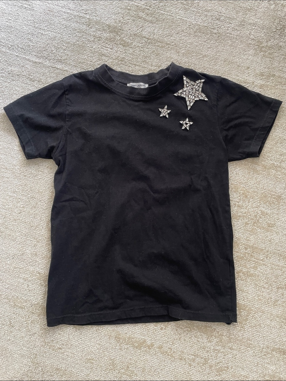 Ysl Black Star Embellished Tee